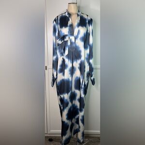 Brave + True Dress Blue & White Sampson Kaftan Long Sleeve - NO WAIST SASH- NWOT